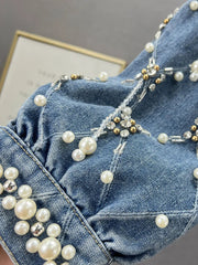 Beaded Diamond Loose Denim Jacket