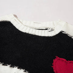 Red Heart Distressed Knit Sweater