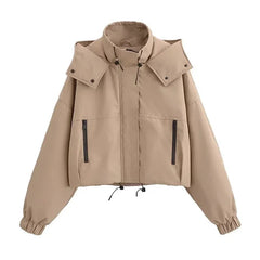 Hooded High Neck Trench Jacket