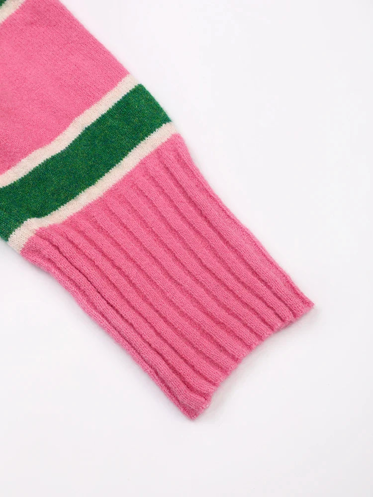 Pink Striped Big Knitted Sweater
