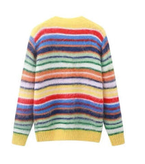 Multicolor Striped Long Sleeves V-Neck Cardigan Sweater