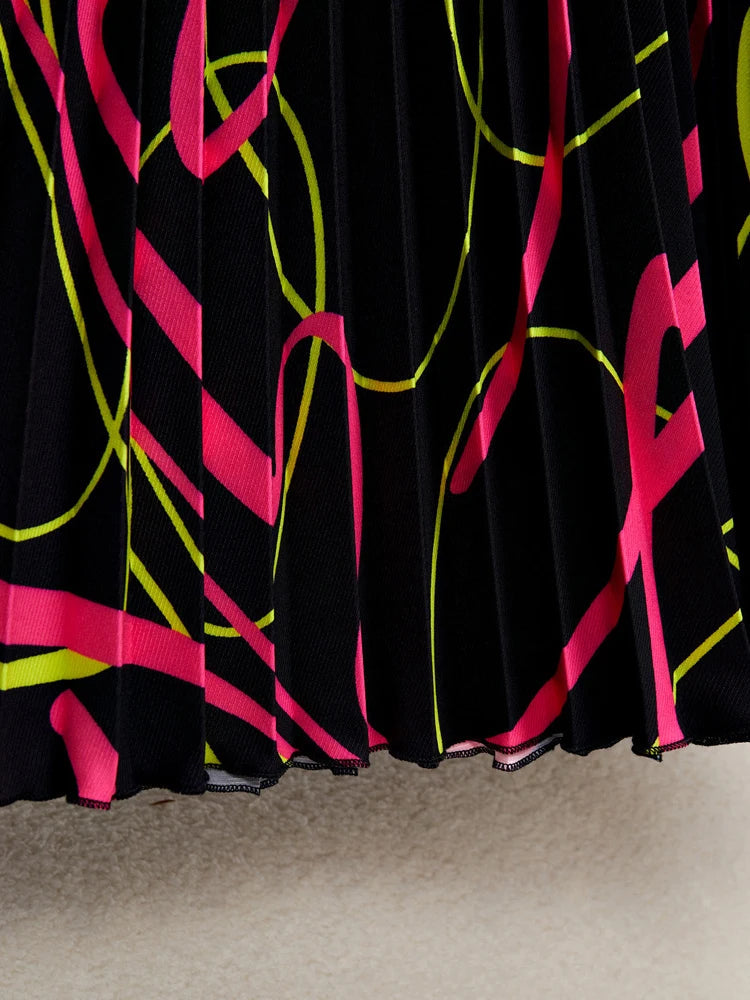 Squiggles Top+Skirt Pleated Set
