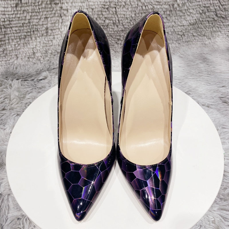 Stone Pattern Patent Leather Stilettos