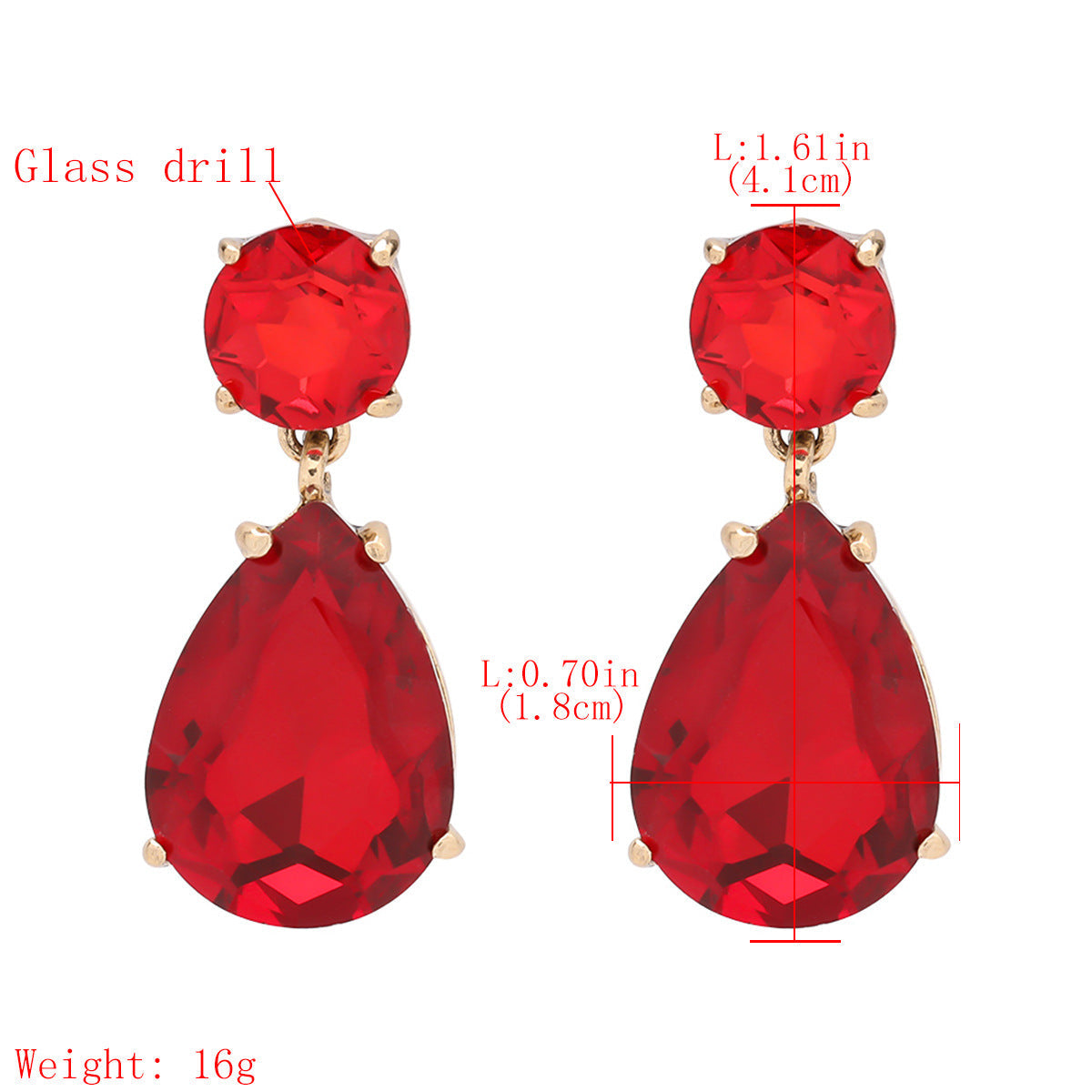 Glass Water Drop Alloy Earrings