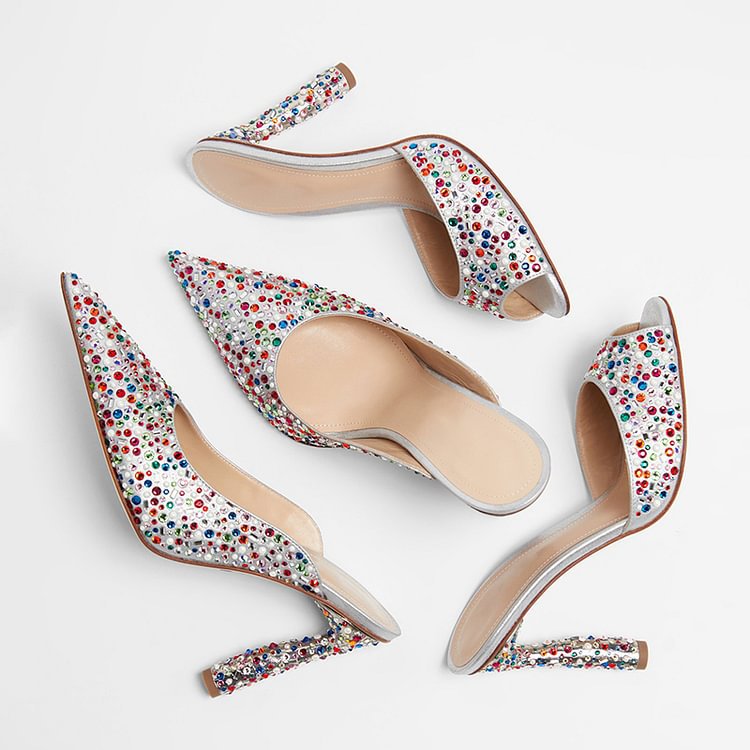 Multicolor Rhinestones High Heels