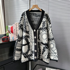 Ornate Buttons Ropes Knitted Cardigan