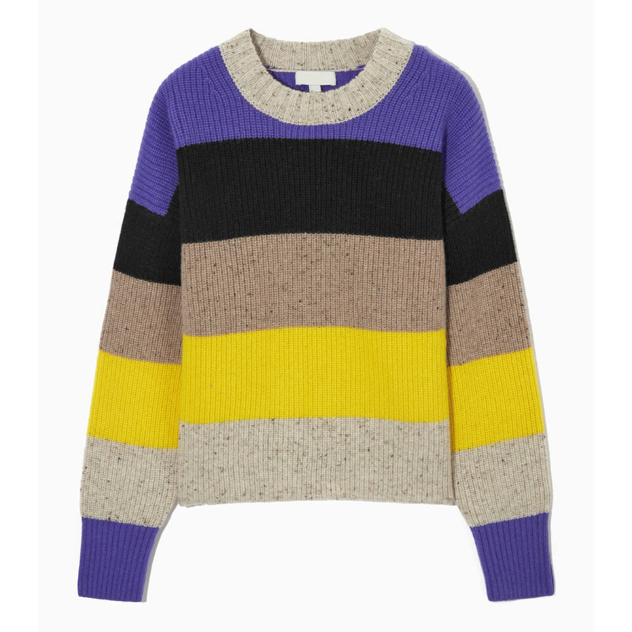 Striped Multicolor Round Neck Pullover Sweater