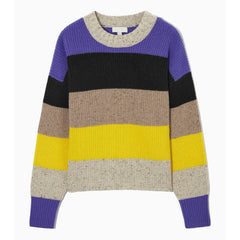 Striped Multicolor Round Neck Pullover Sweater