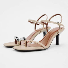 Square Toe Stiletto Heel Thin Strap Sandals