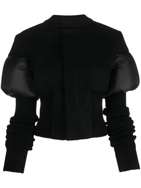 Puff Sleeves Spliced Knit Jacket