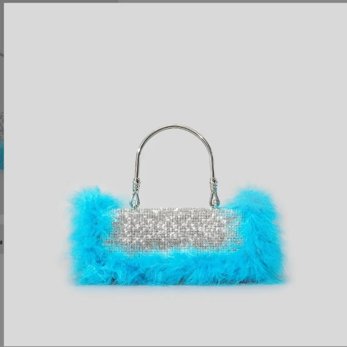 Fur Diamond Clutch Bag