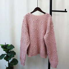 Casual Loose Hollow Out Solid Knitted Sweater