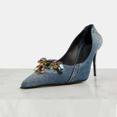 Pre Order:  Blue Denim Heel Pumps Shoes