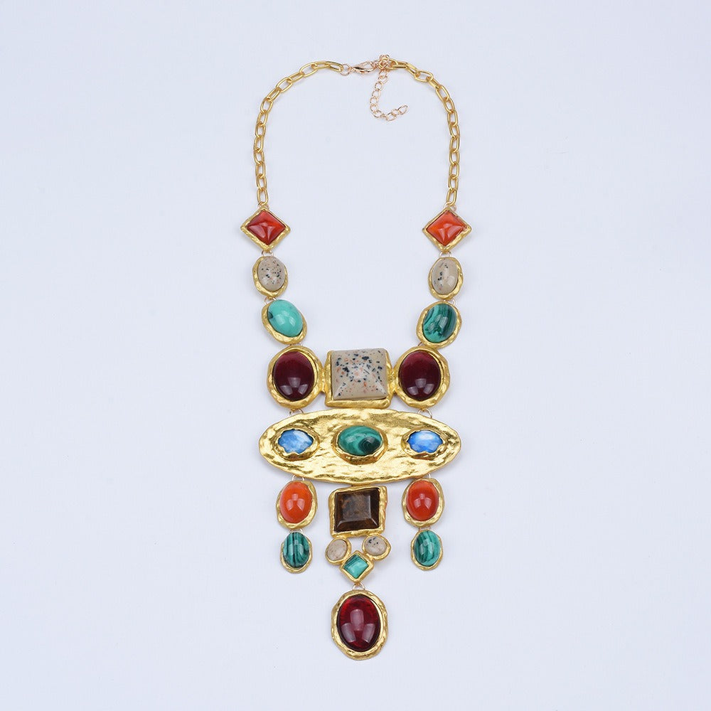 Pre Order:  Baroque Geometric Gemstone Long Necklace