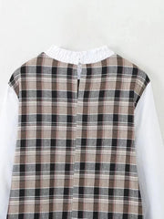 Mock 2-Piece Plaid Loose Top