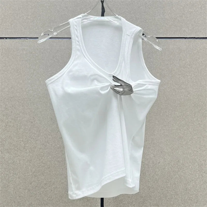 Sleeveless Pleated Slim Fit Tank Top