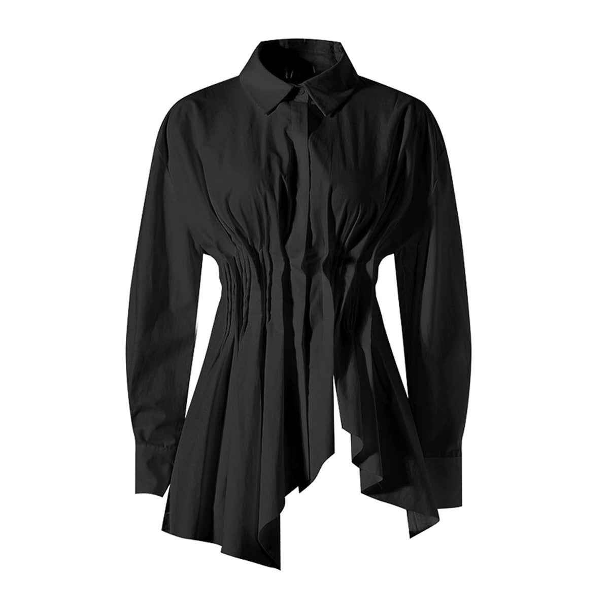 Solid Waist Wrapped Irregular Hem Shirt