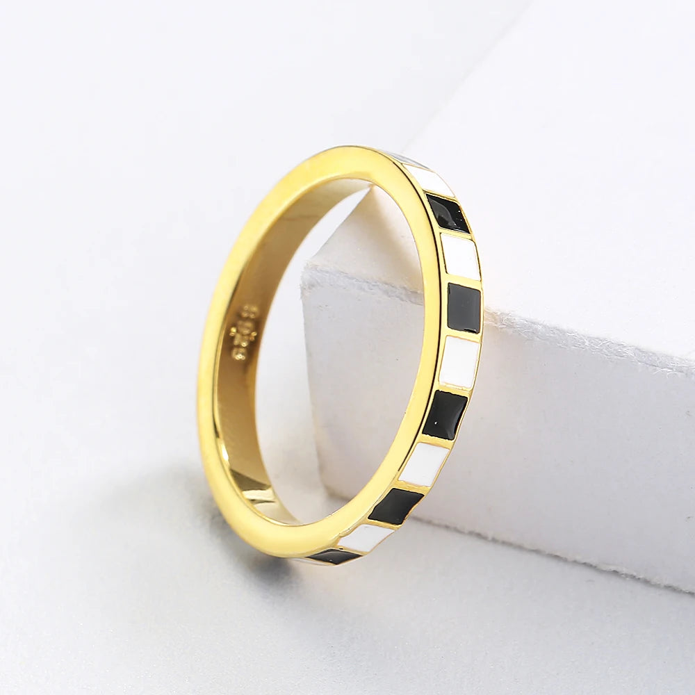 Checkerboard Minimalist Ring