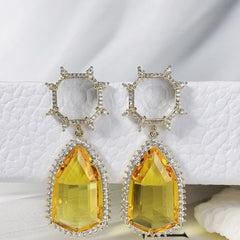 Geometric Teardrop Zircon Earrings