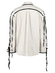 Contrast Trims Shoulder Cutout Shirt