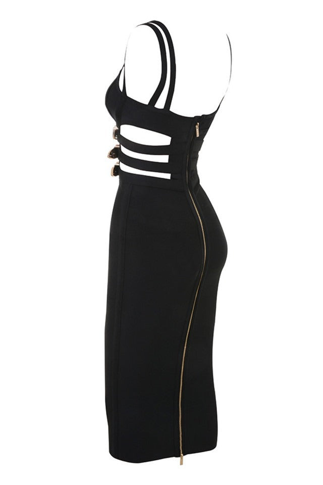 Pre Order:  Belt Hollow Out  Bandage Midi Dress