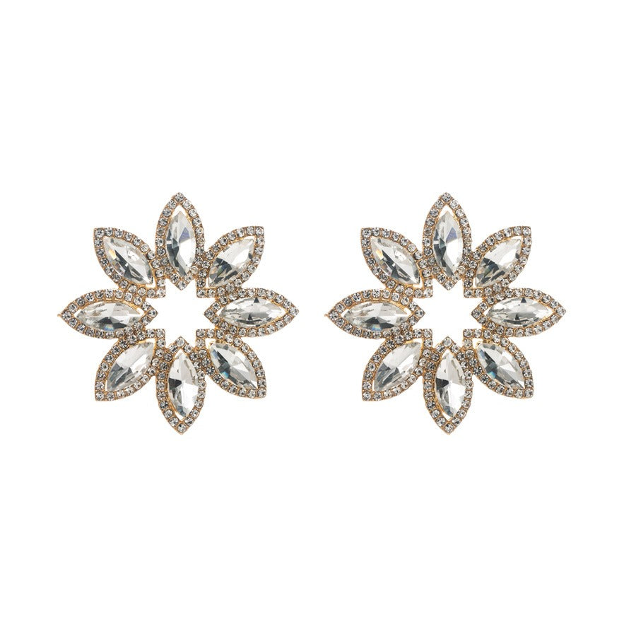 High-End Diamond Flower Earrings