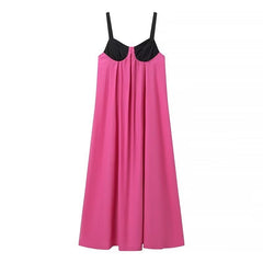 Color Block Back Lace Up Dress