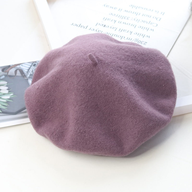 Round Top Knitted Wool Beret