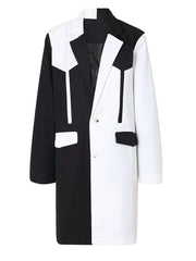 Elegant Color Block Long Blazer