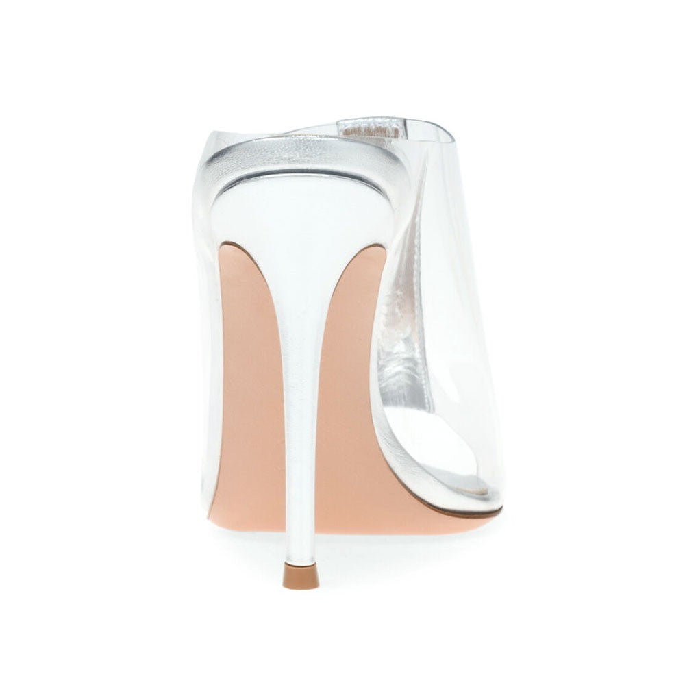 Transparent One Line Rhinestone Stiletto Sandals