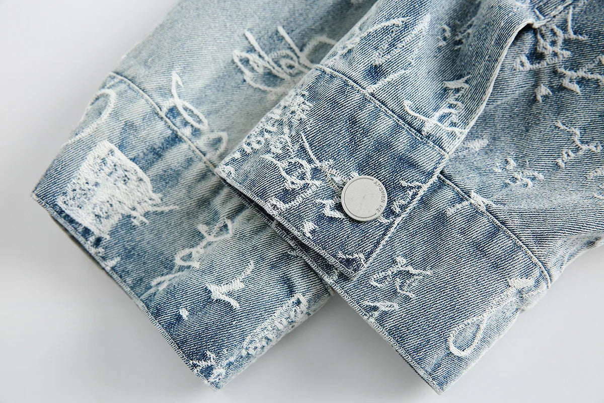 Denim Letter Pattern Jacket