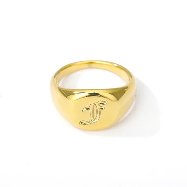 Stainless Steel A-Z Letter Initial Rings