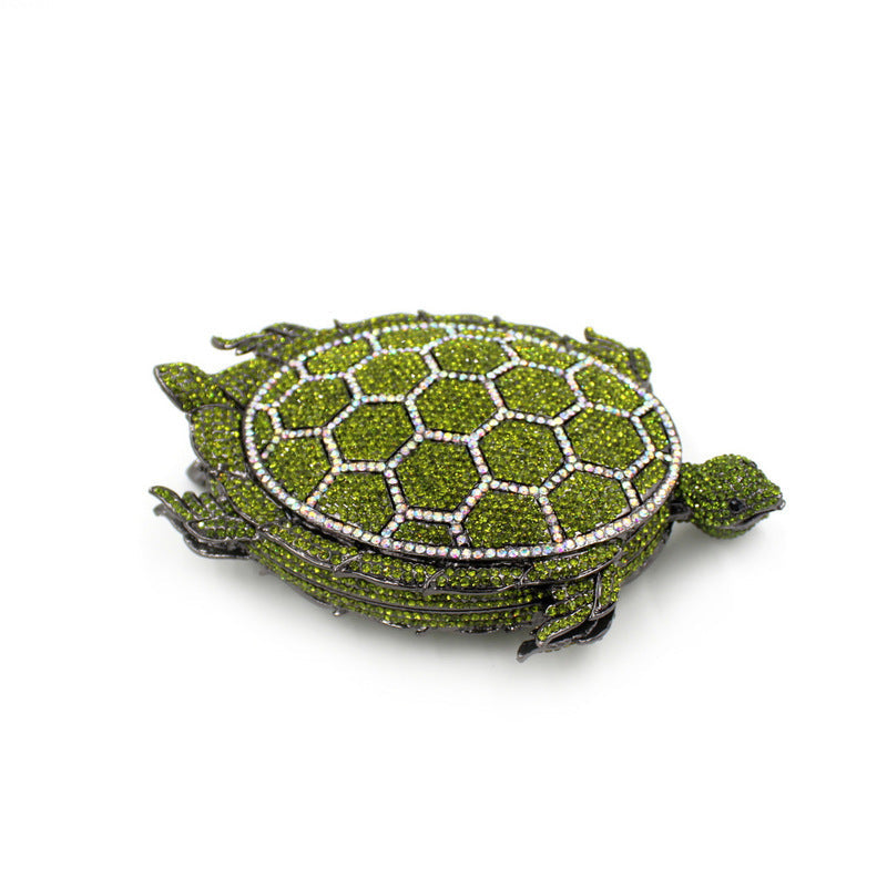 Turtle Crystal Hard Case Clutch Bag