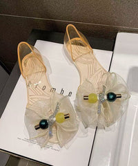 Fashion Black Bow Splicing Clear Sandals Peep Toe