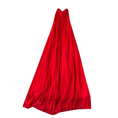 Red Chiffon Hanging Neck Midi Dress