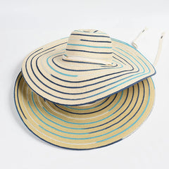 Casual Hand-Woven Ribbon Dome Wide Brim Straw Hat