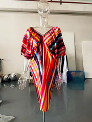 Deep V-Neck Backless Cross Tie Dress