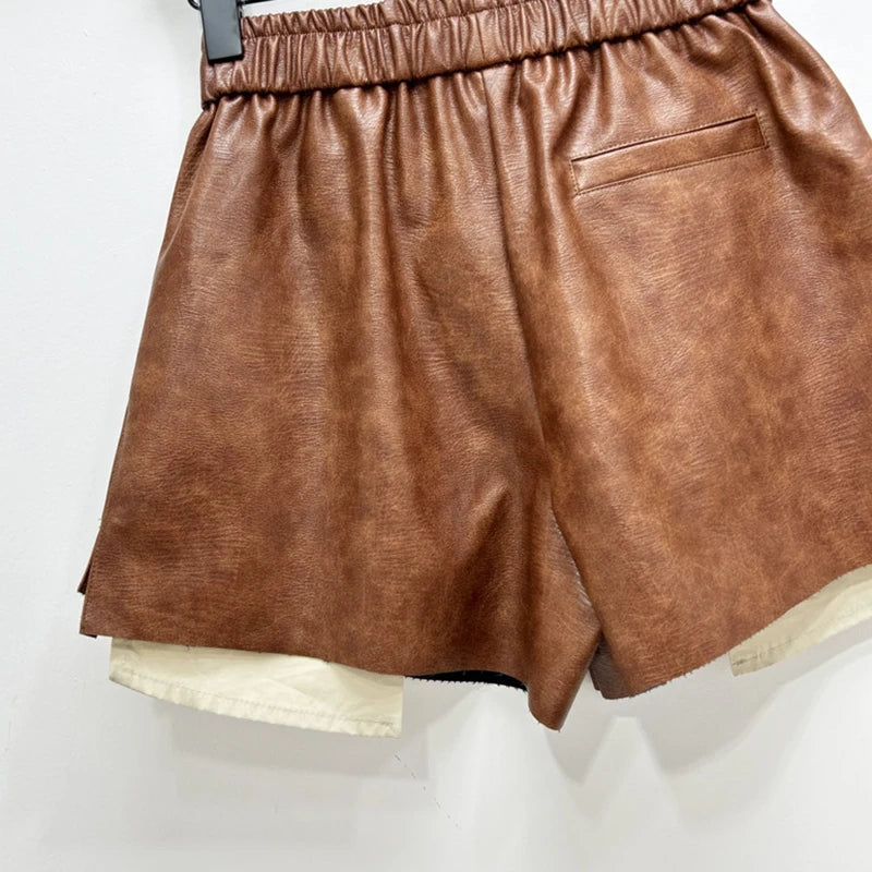 High-Waist Faux Leather Shorts