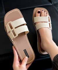 New Fashion Versatile Khaki Flat Soft Slippers Peep Toe