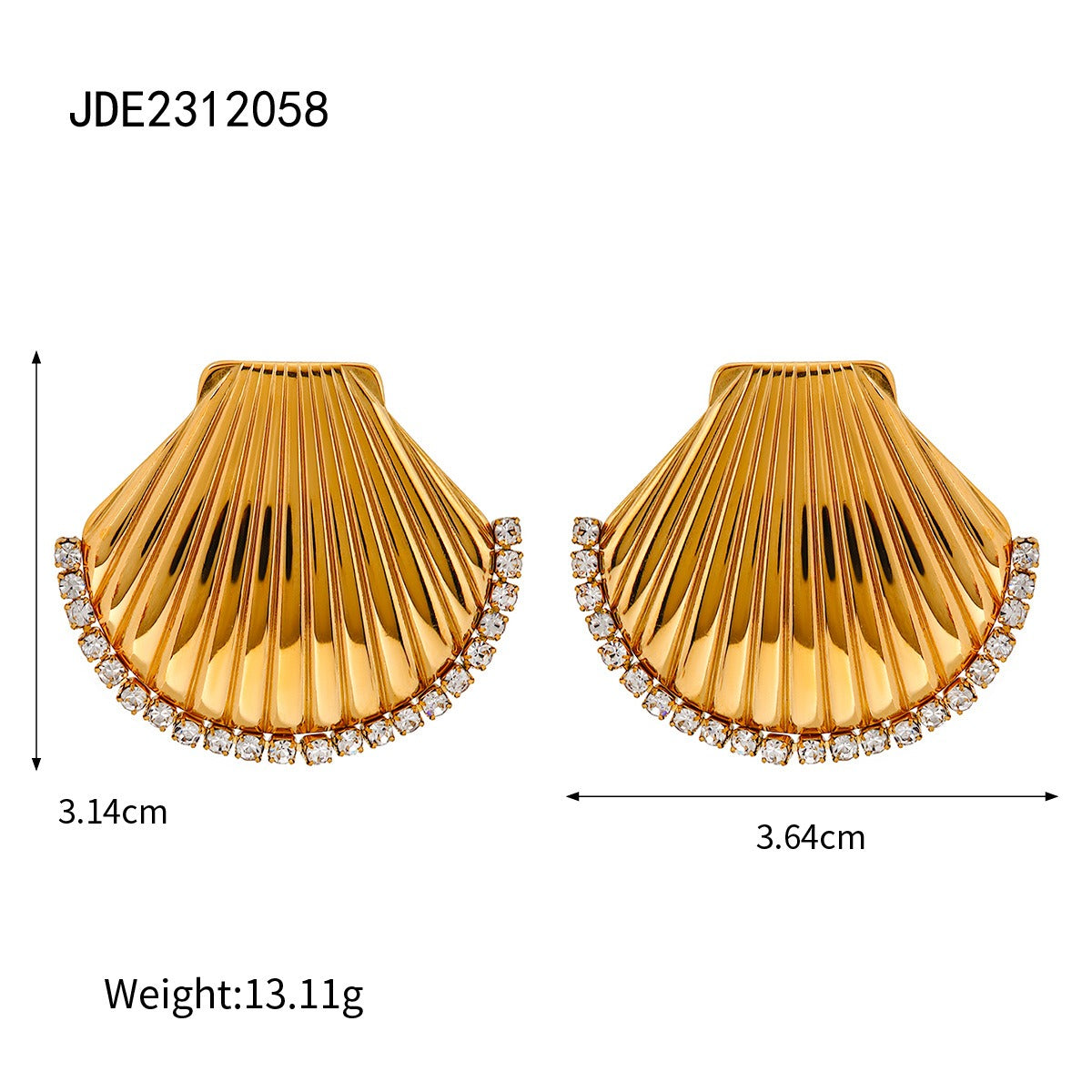 Rhinestone Scallop Shell Earrings