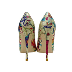 Gold Embroidered Flower Pointed-Toe Shoes