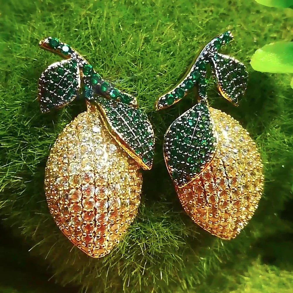 Cute Lemon Zircon Earrings