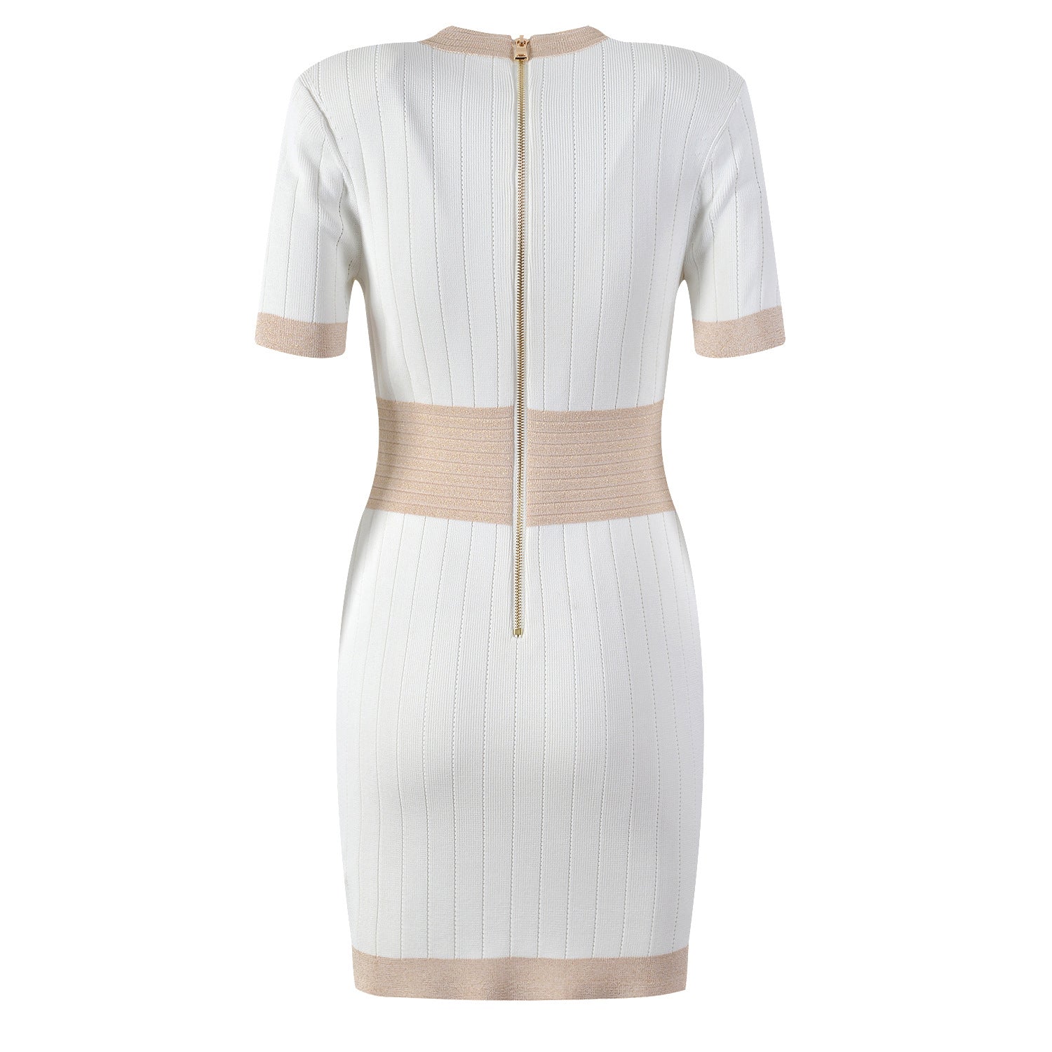 Gold Buckle V-Neck Hip Hugging Knitted Dress