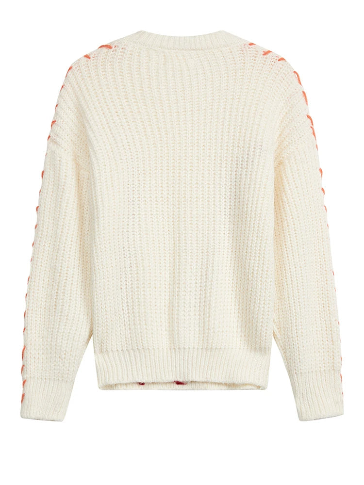 Contrast Topstitch Knitted Sweater