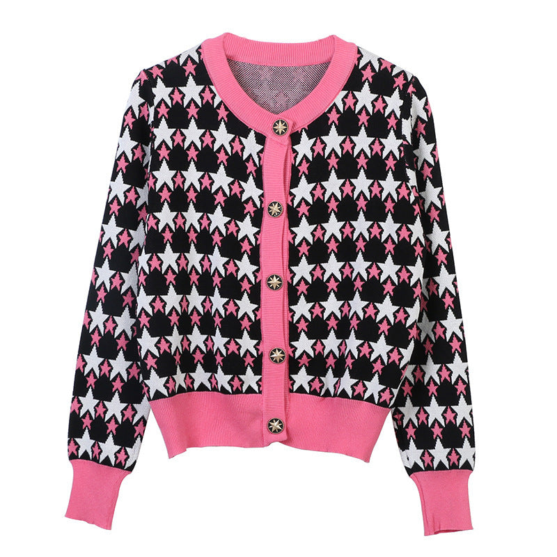 Casual Star Button Down Knitted Cardigan