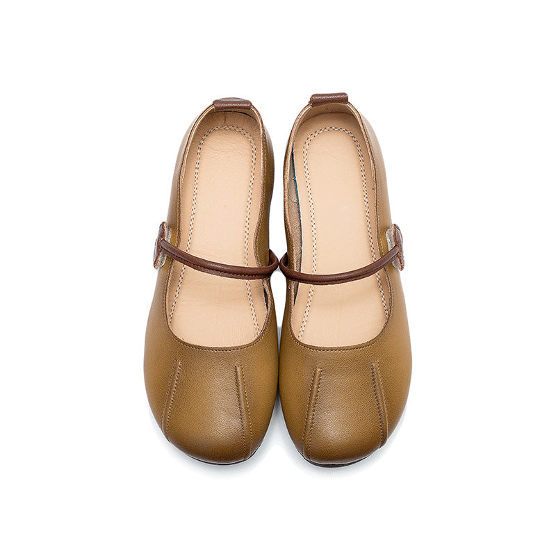 Women Spring Summer Retro Leather Casual Shoes