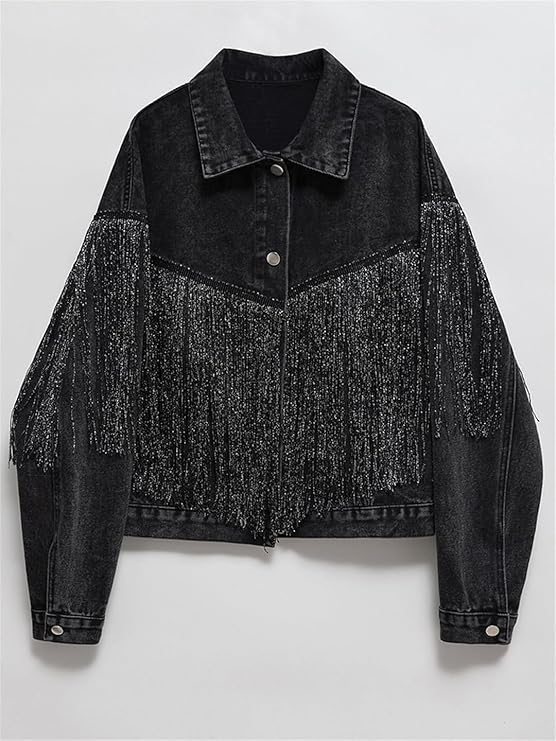 Vintage Loose Tassel Short Denim Jacket
