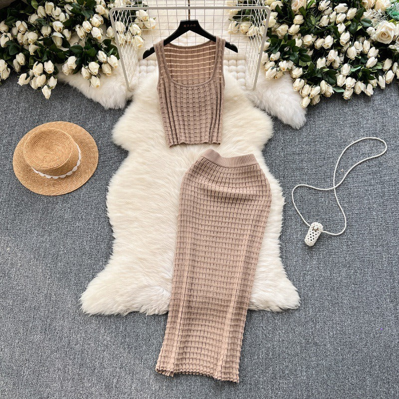 Solid Knit Tank Top + Knit Skirt