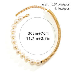 Unique Gothic Asymmetric Faux Pearl Short Choker Necklace