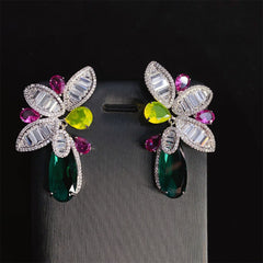 Water Droplet Flower Zircon Earrings